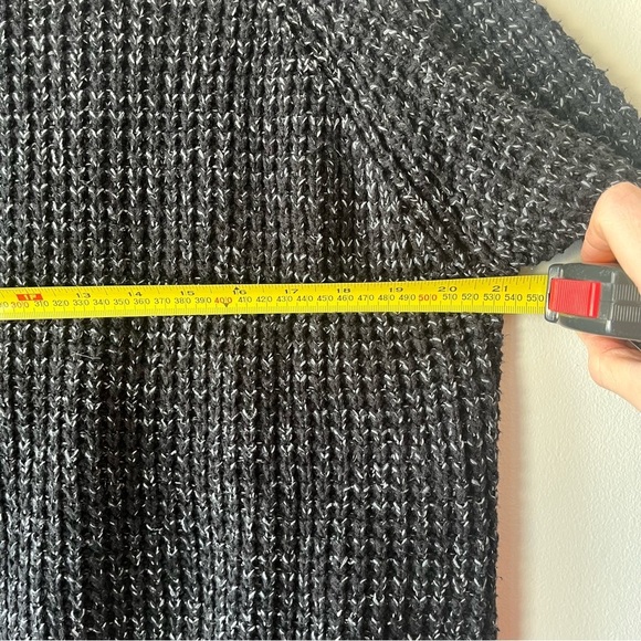 Roots Chunky Knit Mock Neck Sweater Marled Black Gray Cozy Pullover oversized XS - Picture 9 of 11